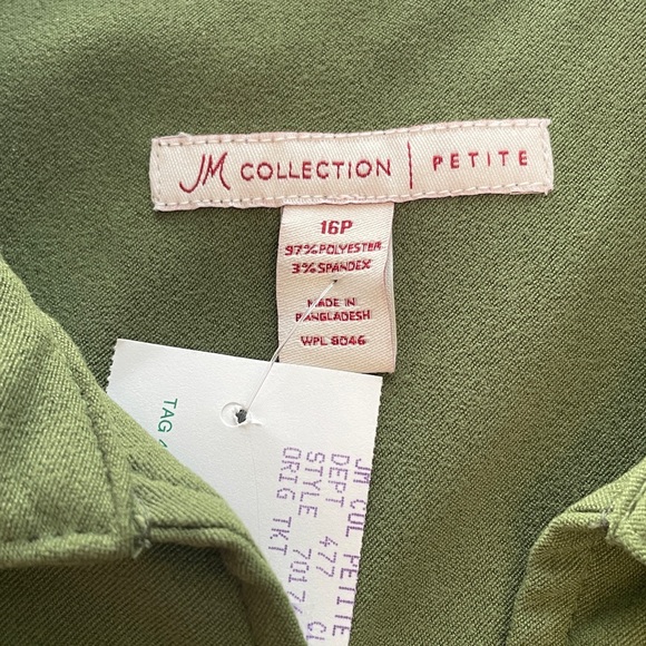 NWT JM Collection Green Collared Front Zip Jacket Size 16 Petite - Picture 7 of 9